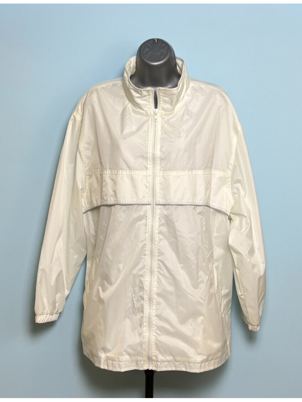 Outbrook Jacket Womens Plus 1X White Full Zip Lined Windbreaker Track Coat